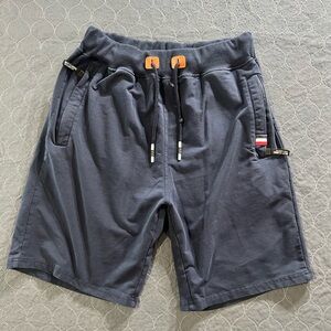 Dark Blue Athletic Shorts with Highlights